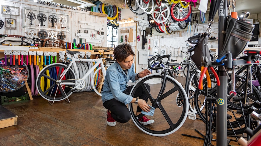 Amerikamura with colorful murals and eclectic shops in Osaka, Japan.