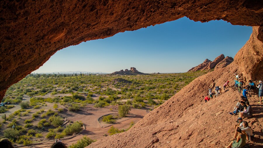 View from Hole-in-the-Rock at Papago Park showcasing desert landscapes in Phoenix, Arizona.