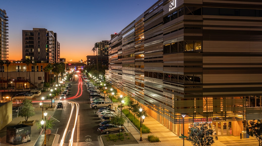 Tempe showing night scenes and a city