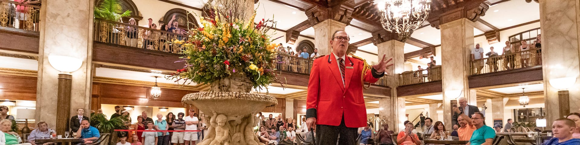 Peabody Ducks showing performance art as well as a large group of people