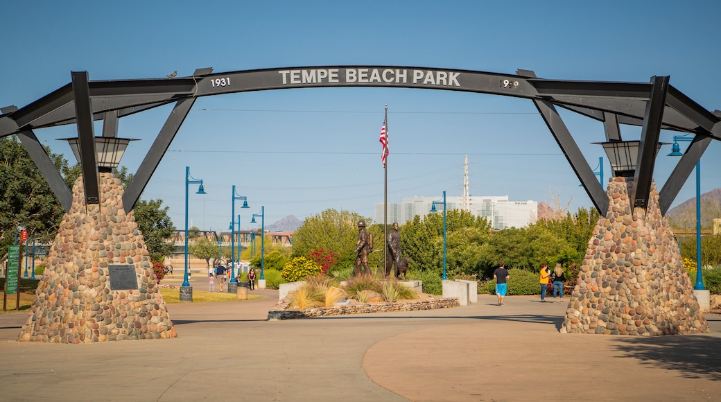 Tempe Beach Park which includes signage and a park