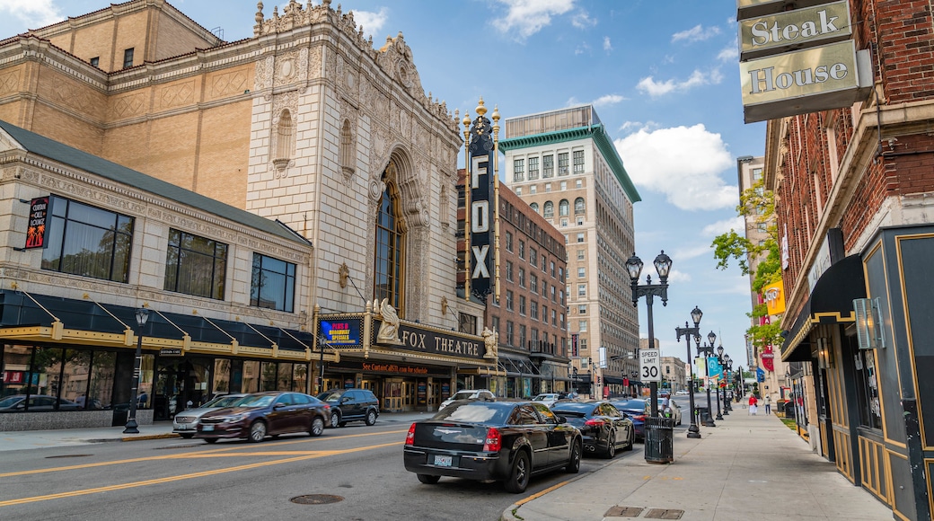 Fox Theater which includes signage and a city