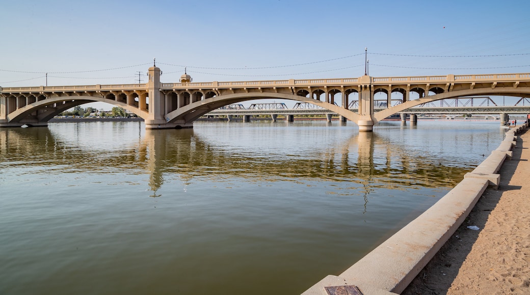 Tempe Town Lake showing a bridge and a river or creek