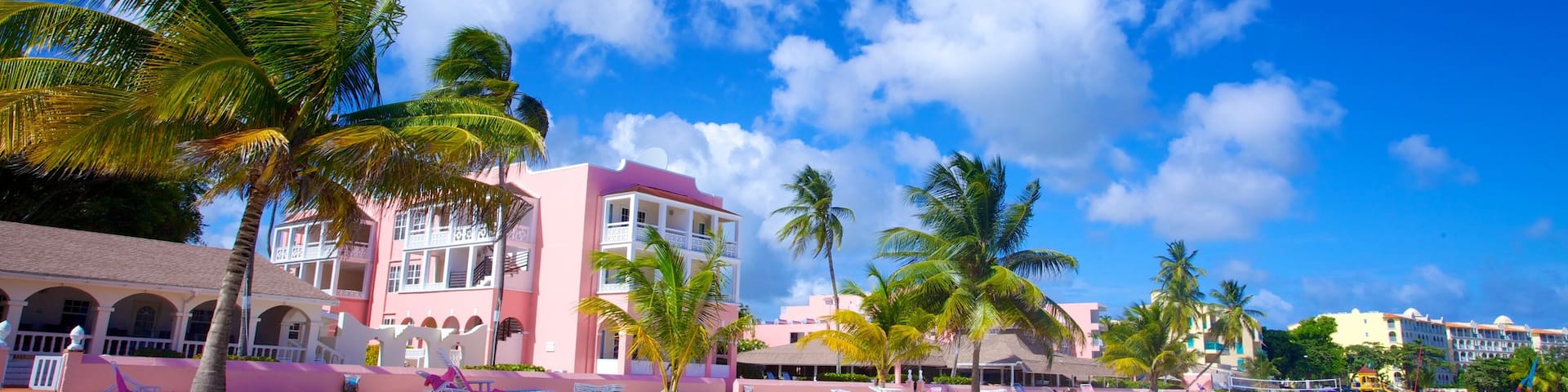 Dover Beach showing a beach, a coastal town and tropical scenes