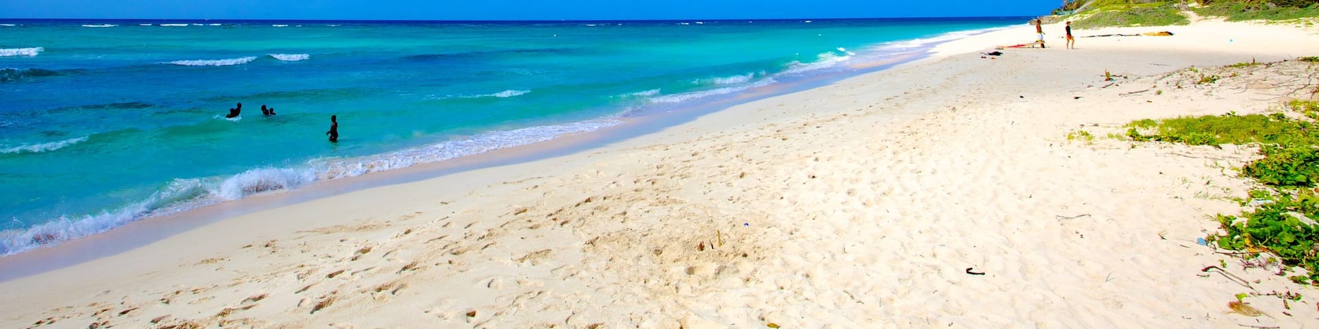 Barbados which includes landscape views, a sandy beach and swimming