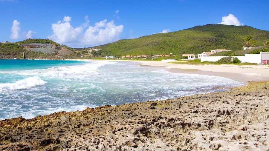 Guana Bay Beach showing a coastal town, landscape views and a sandy beach