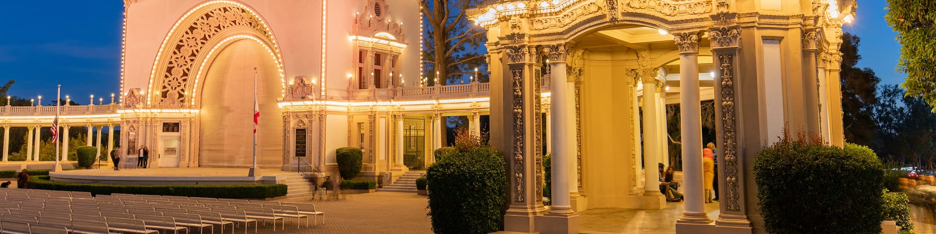Spreckels Organ Pavilion showing night scenes