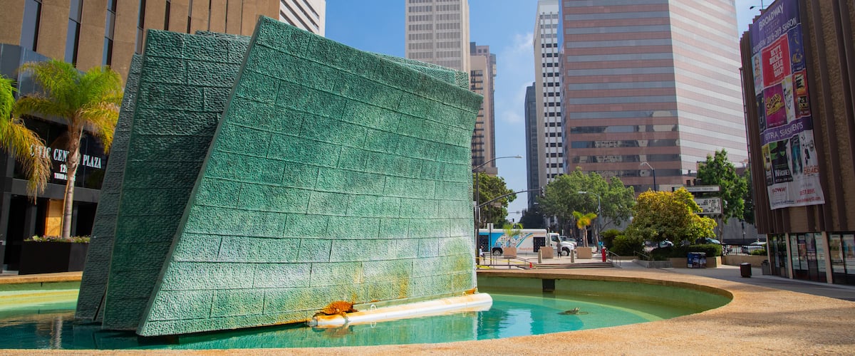 Civic Core showing a city and a pond