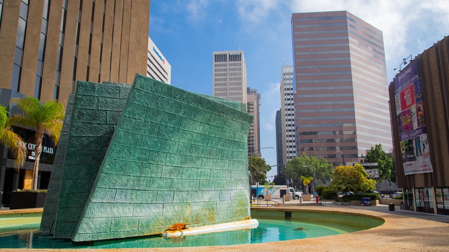Civic Core showing a city and a pond
