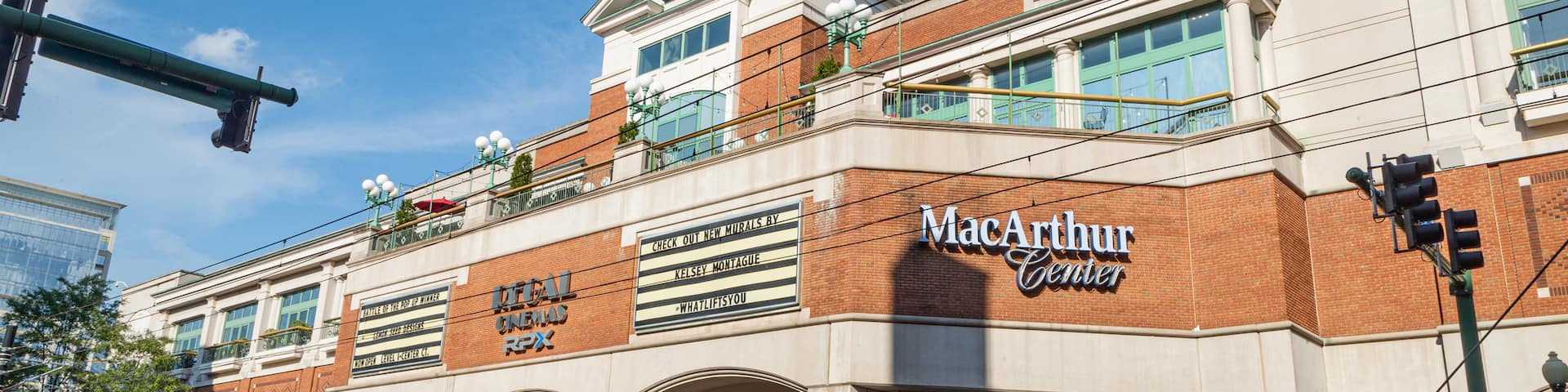 MacArthur Center featuring signage