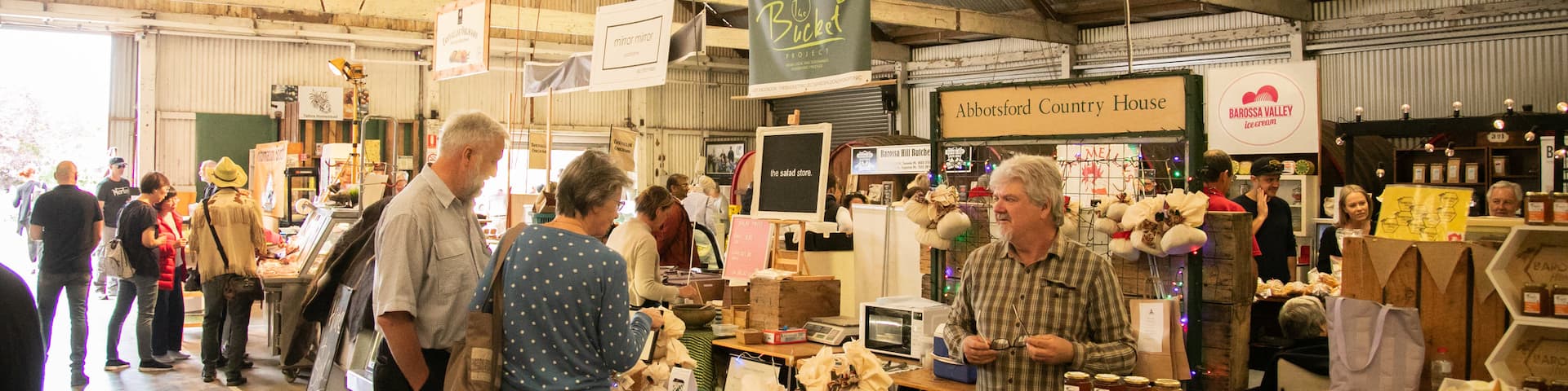 Barossa Farmers Market featuring interior views and markets
