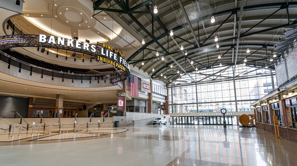 Bankers Life Fieldhouse showing interior views and signage