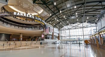 Bankers Life Fieldhouse showing interior views and signage