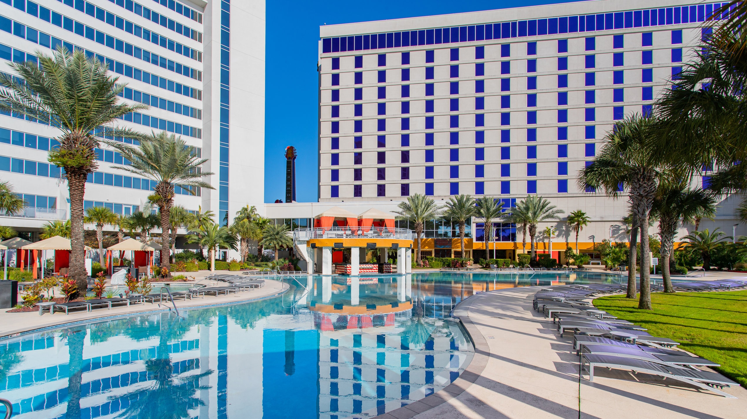 Hard Rock Casino Biloxi showing a hotel and a pool