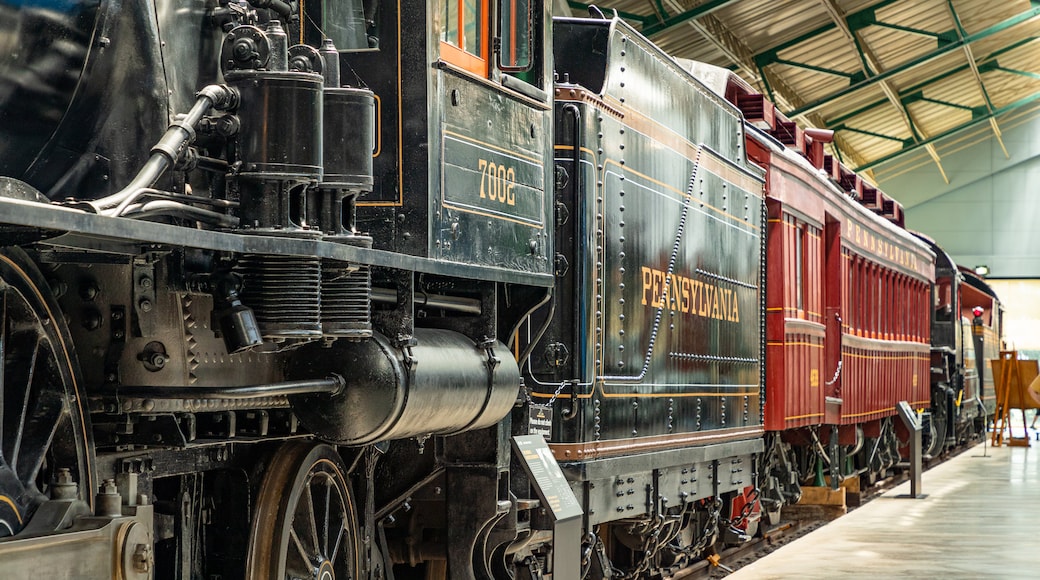 Railroad Museum of Pennsylvania featuring interior views, heritage elements and railway items