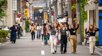 Yodogawa showing street scenes as well as a small group of people