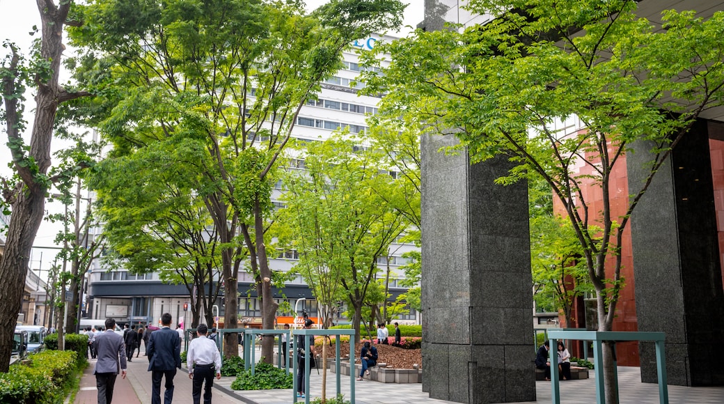 Yodogawa showing street scenes and a garden