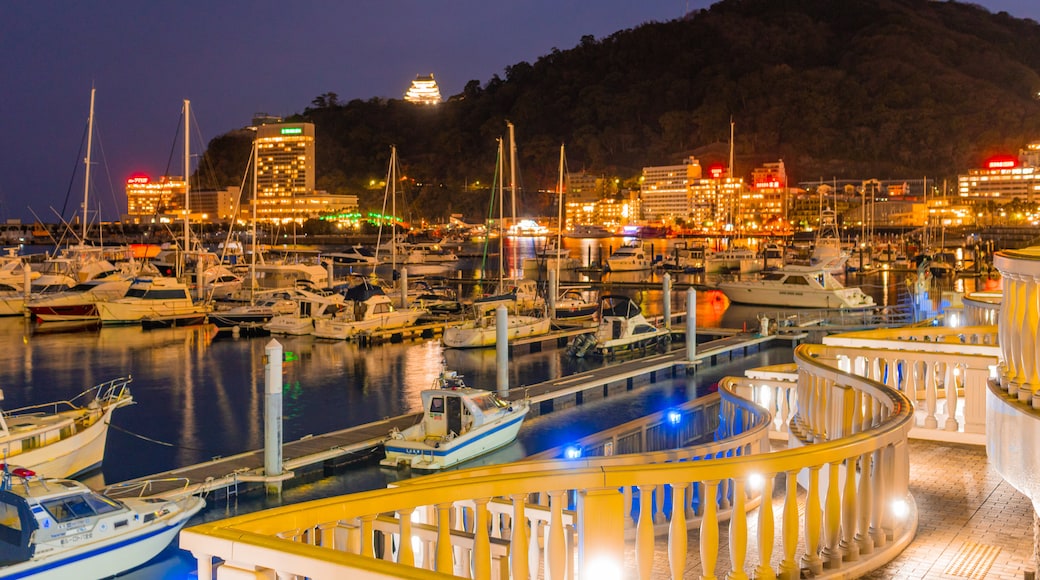 Atami Sun Beach showing a bay or harbor and night scenes