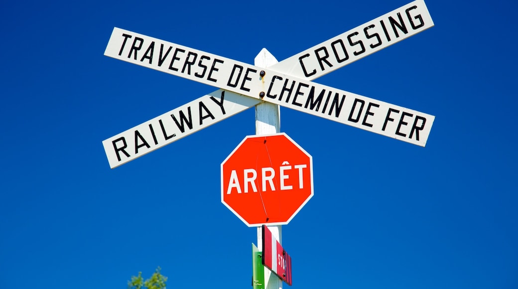 Canadian Railway Museum featuring signage and railway items