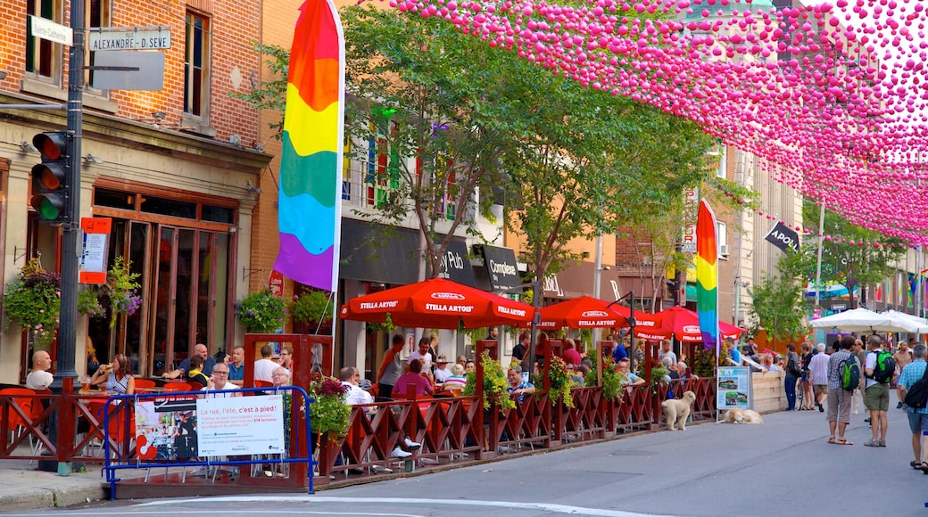 Barrio Gay ofreciendo escenas urbanas, comer al aire libre y escenas de café