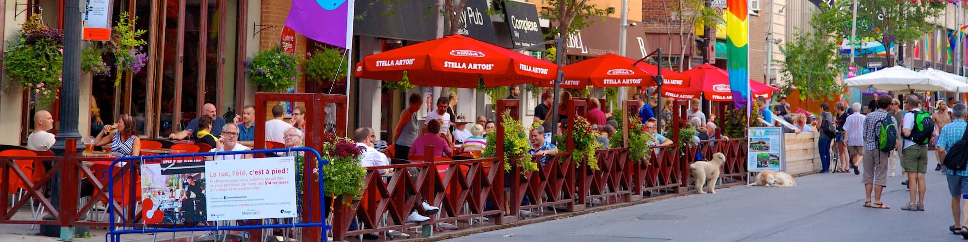 Gay Village montrant pause café, scÚnes de rue et sortie au restaurant