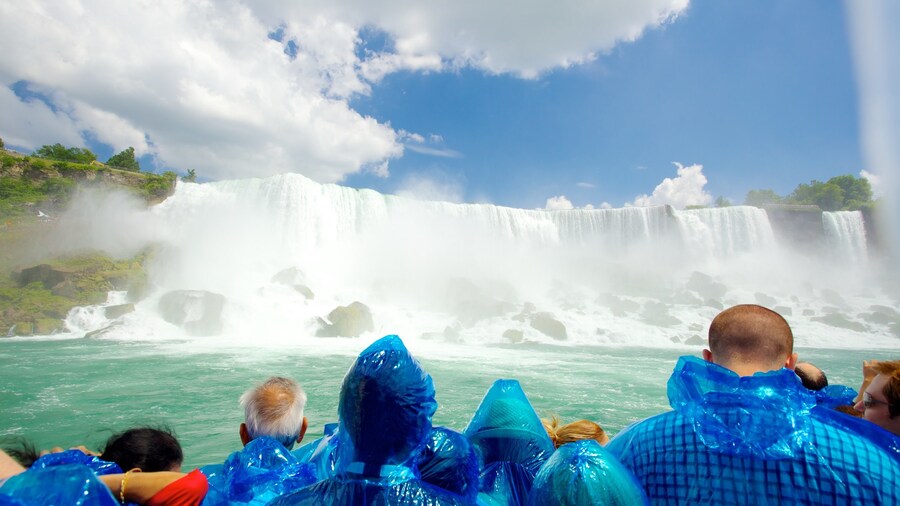 Tourists on the Maid of the Mist boat near Niagara Falls.