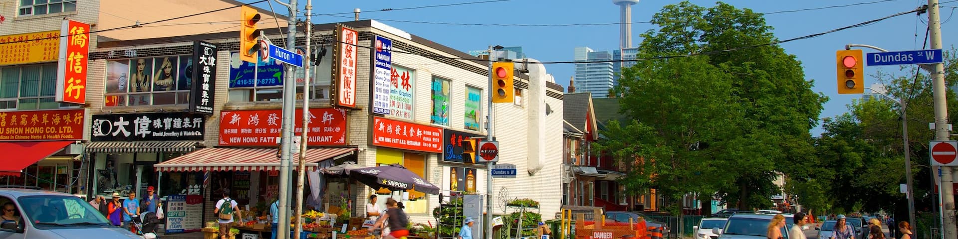 Chinatown featuring signage, a city and street scenes