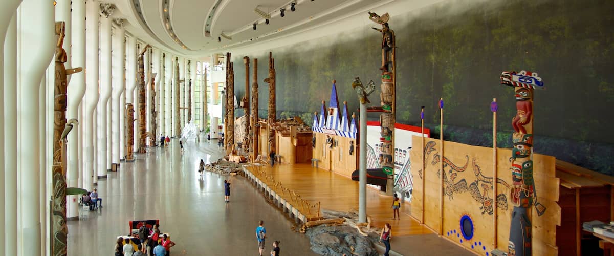 Canadian Museum of History which includes interior views as well as a large group of people