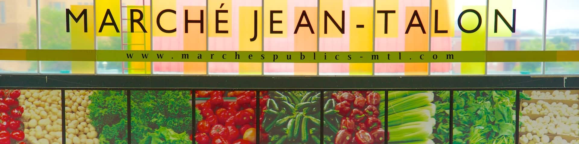Marché Jean-Talon qui includes shopping, signalisation et ville