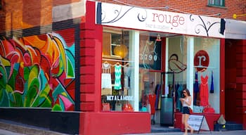 Plateau Mont Royal qui includes art extérieur, magasinage et signalisation