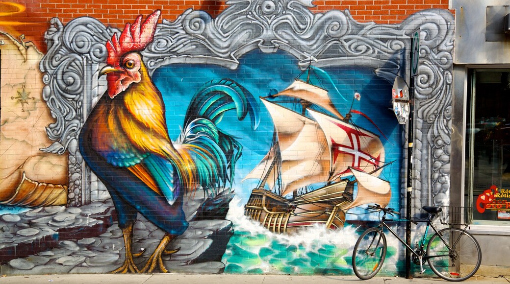 Plateau Mont Royal featuring outdoor art, street scenes and art