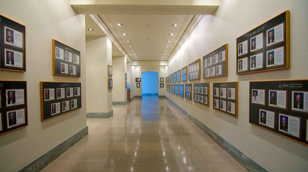 Saskatchewan Legislative Building showing heritage elements, interior views and an administrative buidling