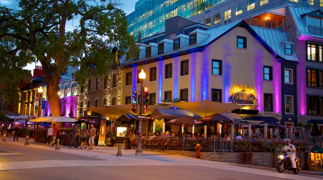 Grande Allee ofreciendo una ciudad, escenas cotidianas y restaurantes