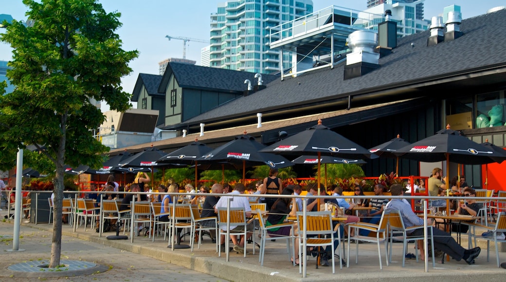 Harbourfront Centre que incluye estilo de vida de café, comer al aire libre y una ciudad