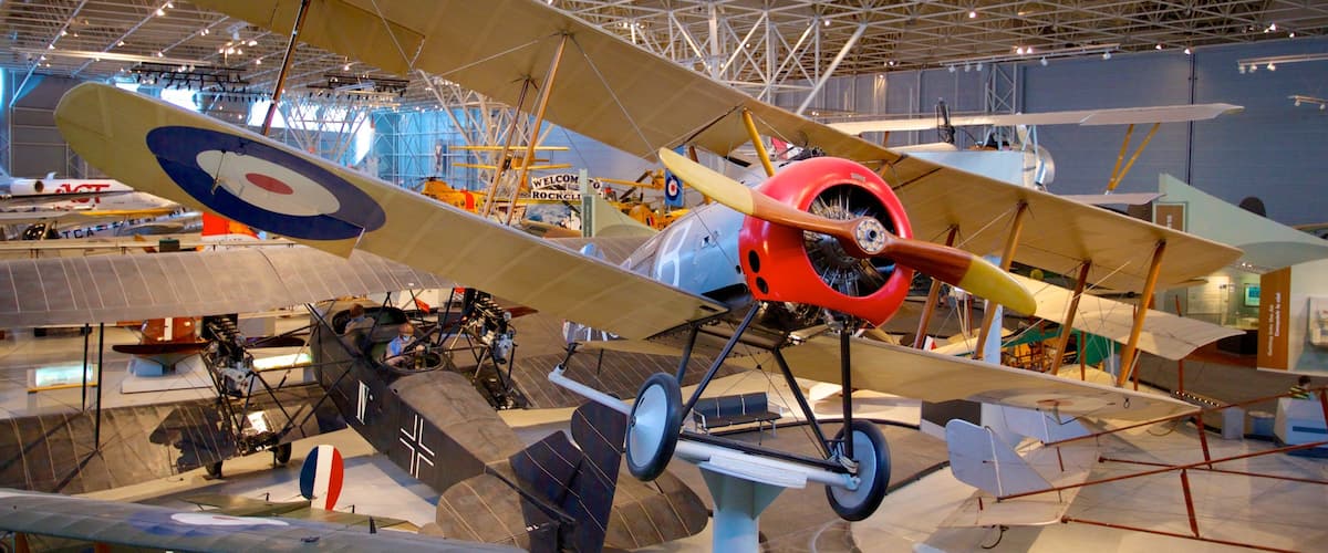 Canada Aviation and Space Museum which includes interior views and aircraft