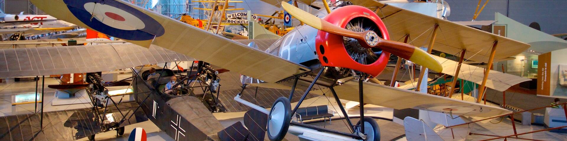 Canada Aviation and Space Museum which includes interior views and aircraft