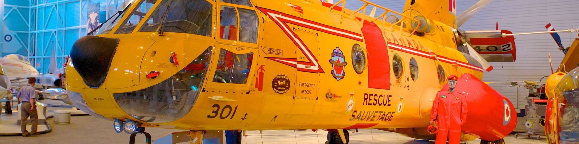 Canada Aviation and Space Museum showing interior views and aircraft