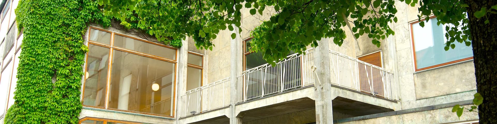 Aarhus City Hall which includes an administrative buidling as well as a small group of people