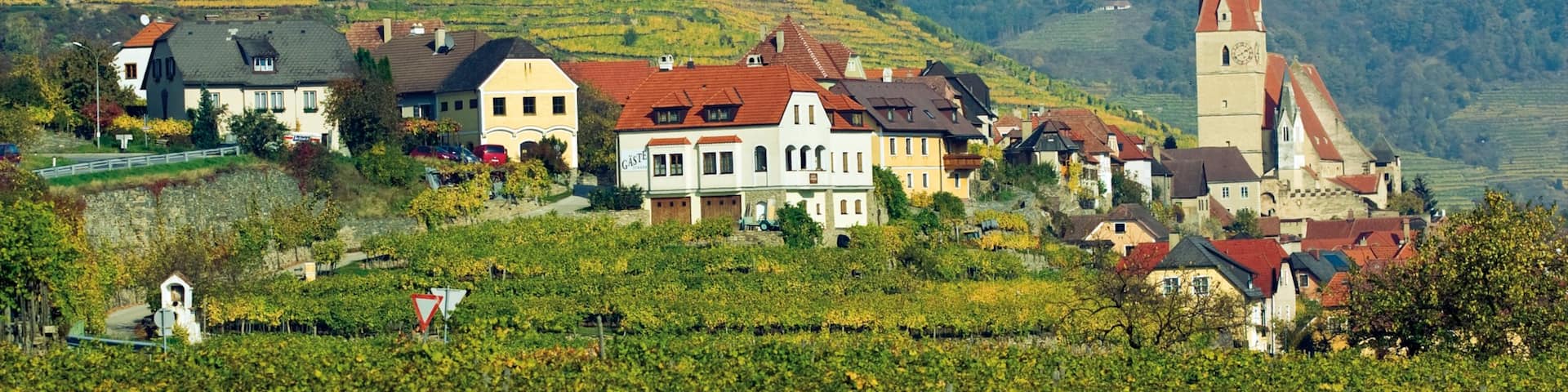 Weissenkirchen in der Wachau which includes a small town or village, farmland and tranquil scenes