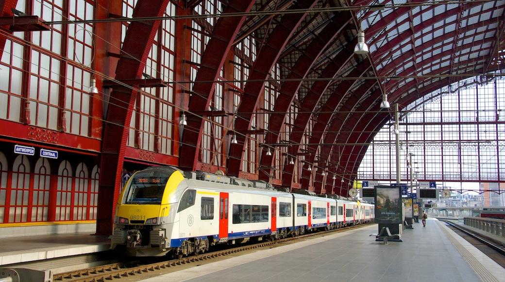 Antwerp Central Station which includes railway items and interior views