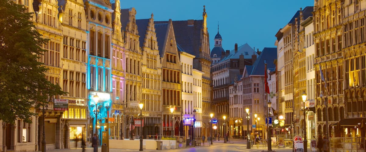 Antwerp Market Square featuring night scenes, a city and heritage architecture