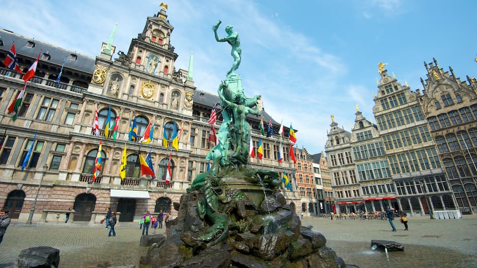 Antwerp Market Square showing a square or plaza, heritage architecture and a city