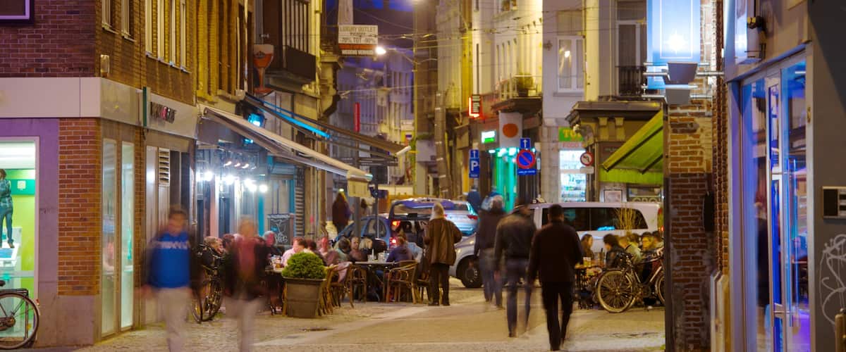Antwerpen mit einem Straßenszenen, Café-Lifestyle und Geschichtliches
