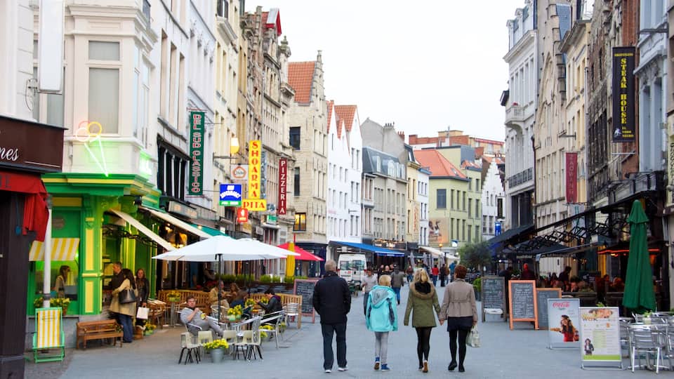 Antwerp featuring café lifestyle, street scenes and a city