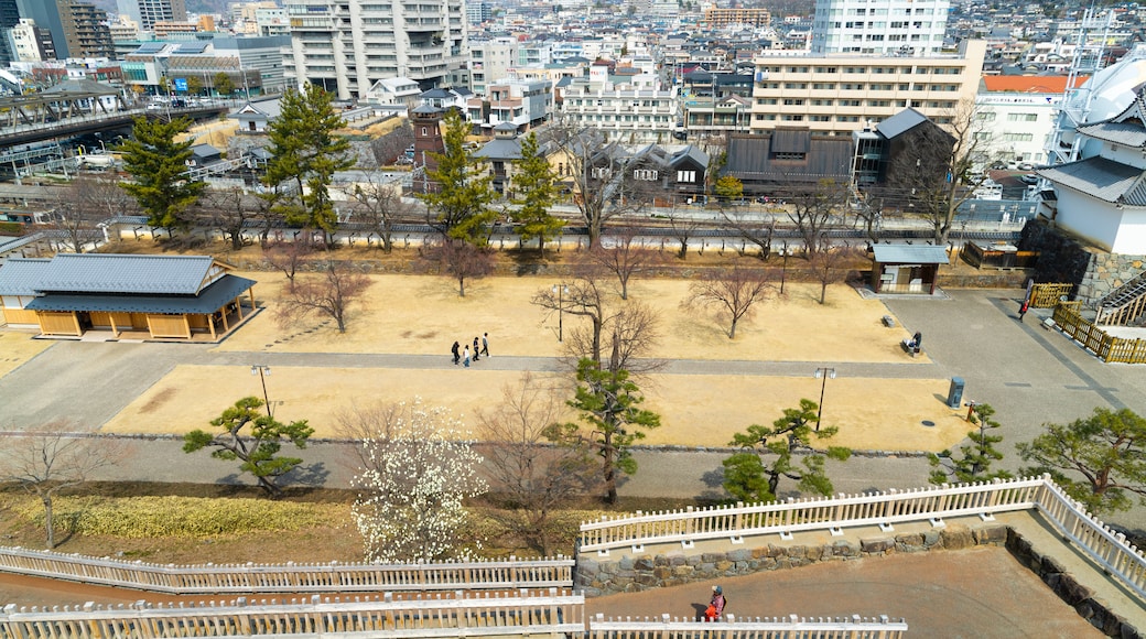 Maizuru Castle showing landscape views and a city