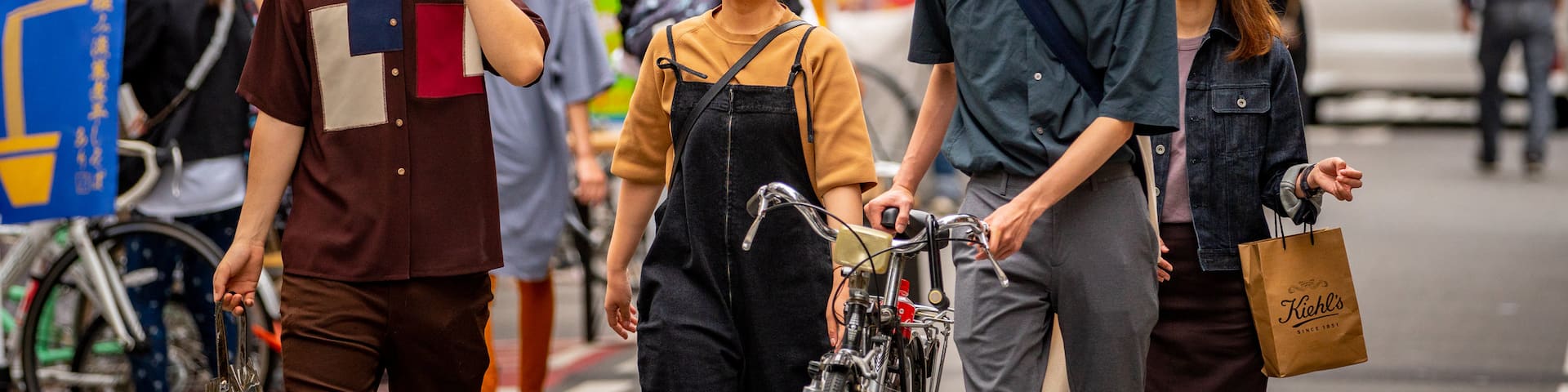 America Village which includes street scenes as well as a small group of people