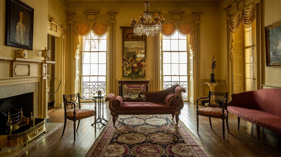 Elegant interior of the Edmondston-Alston House in Charleston.