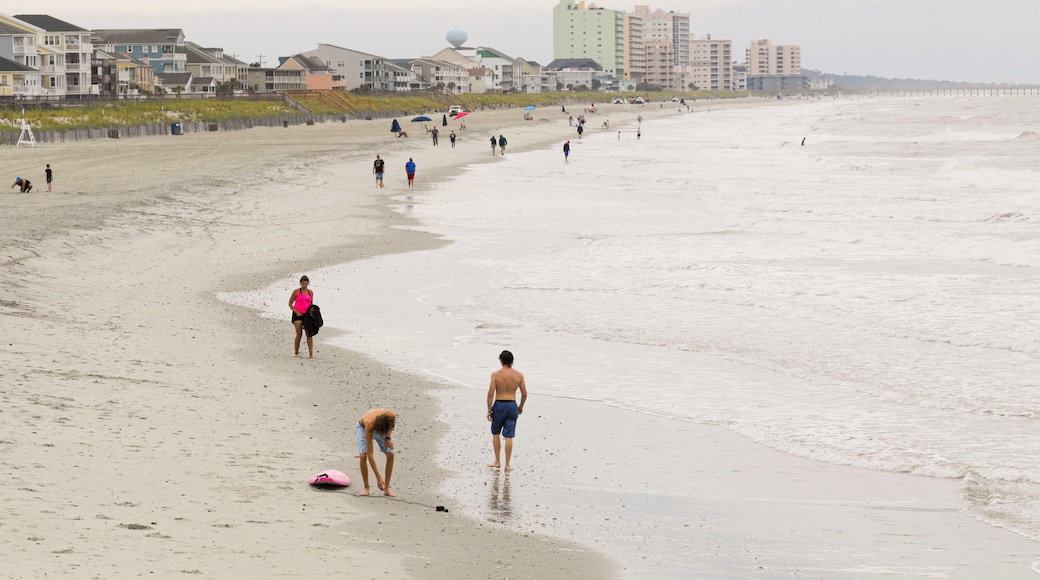 Cherry Grove Pier featuring a beach and general coastal views