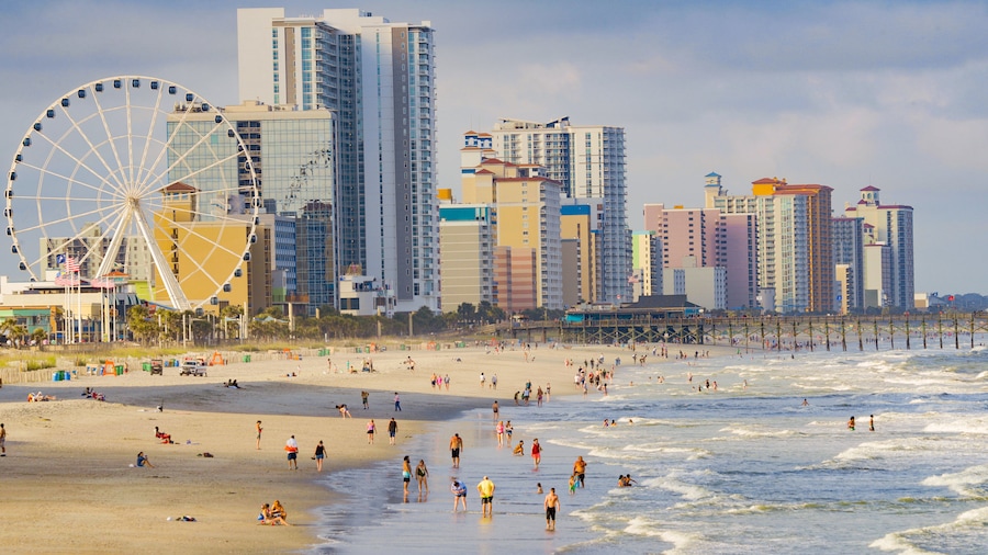 Myrtle Beach showing general coastal views, swimming and a city