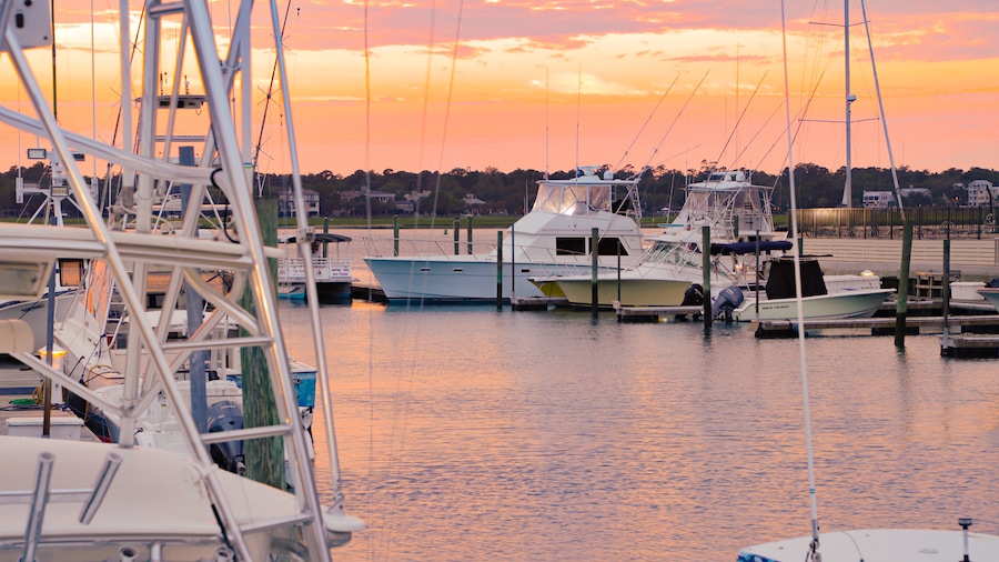 Murrells Inlet showing a sunset and a bay or harbor